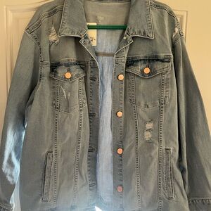 JCPenney Ana Light Blue Distressed Jean Jacket